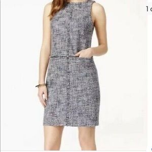 Michael Kors Navy Blue White tweed shift dress